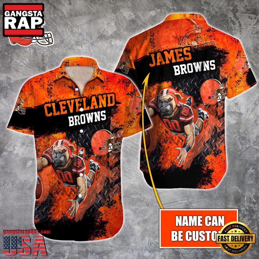 NFL Cleveland Browns Warrior Mascot Custom Name Aloha Hawaiian Shirt