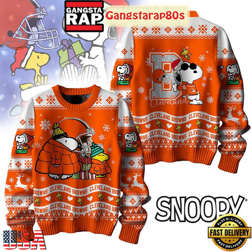 NFL Cleveland Browns x Peanuts Snoopy New Design 2025 Ugly Christmas Sweater