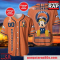 NFL Custom Name Number Disney Mickey Denver Broncos Baseball Jersey Shirt