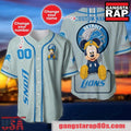 NFL Custom Name Number Disney Mickey Detroit Lions Baseball Jersey Shirt