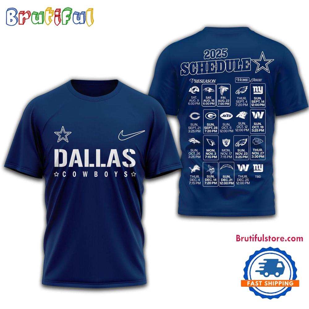 NFL Dallas Cowboys 2025 SCHEDULE Unisex 3D Shirt