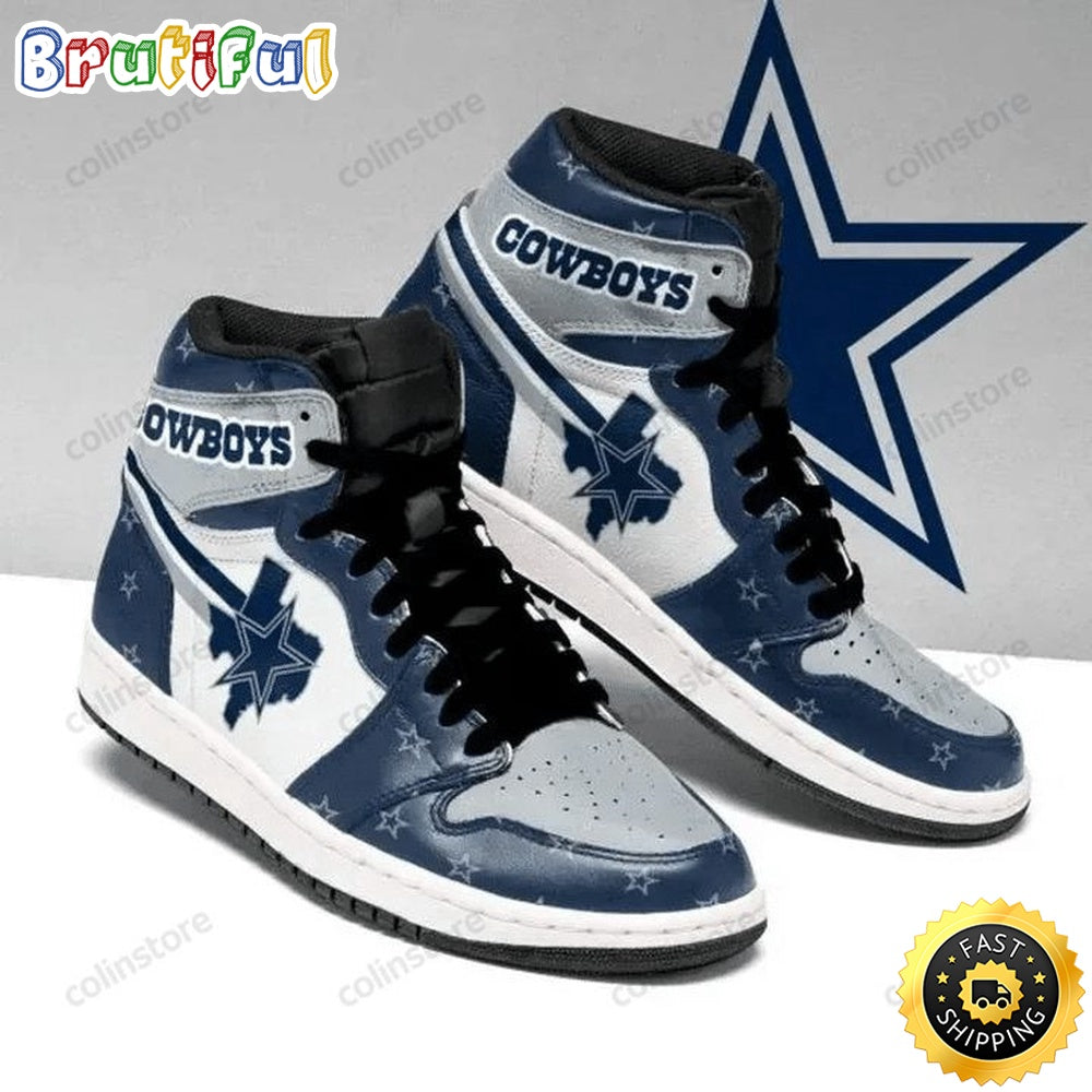 NFL Dallas Cowboys Blue Grey White Air Jordan 1 High Sneakers