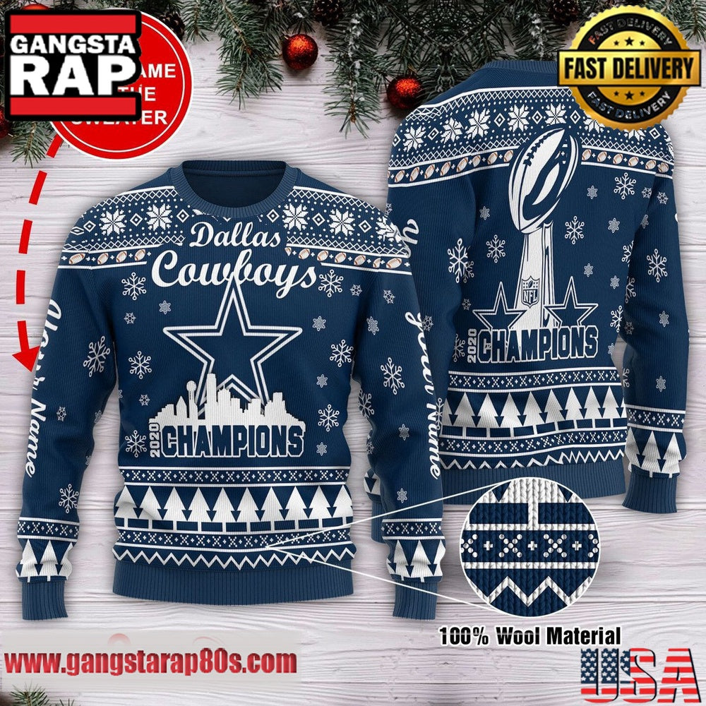 NFL Dallas Cowboys Champions 2025 Custom Ugly Christmas Sweater