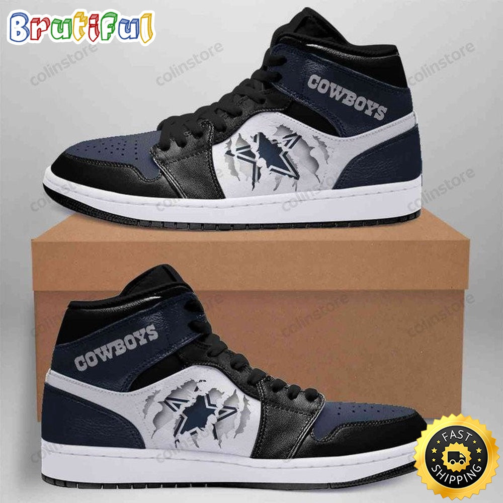 NFL Dallas Cowboys Dark Blue Scratch Logo Air Jordan 1 High Sneakers
