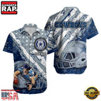 NFL Dallas Cowboys Football American Flag Mascot Custom Name Aloha Hawaiian Shirt