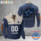 NFL Dallas Cowboys Football Team Custom Name And Number Buttoned Collar Sweatshirt