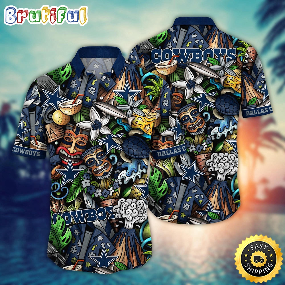NFL Dallas Cowboys Hawaii Shirt Flower Tiki Me Off Aloha Shirt