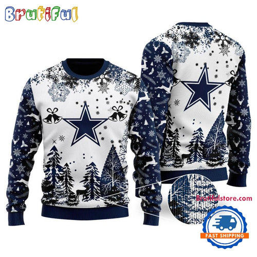 NFL Dallas Cowboys Logo Football Team Special Xmas Tree Christmas Ugly Sweater