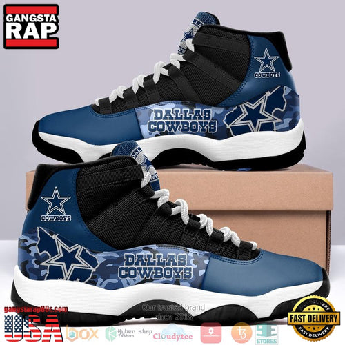 NFL Dallas Cowboys Navy Unique Design Air Jordan 11 Sneaker Shoes