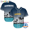 NFL Dallas Cowboys Palm Trees Summer On The Beach Baseball Jersey