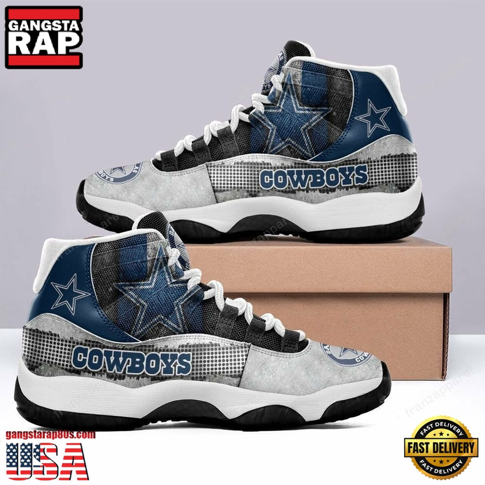 NFL Dallas Cowboys Team Grey Version Unique Design Air Jordan 11 Shoes