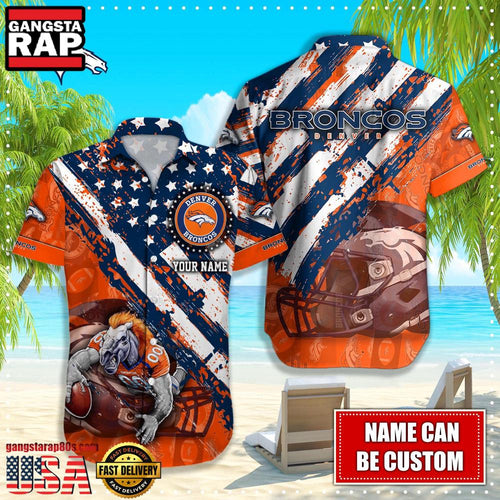 NFL Denver Broncos American Flag custom Hawaiian Shirts For Men Women