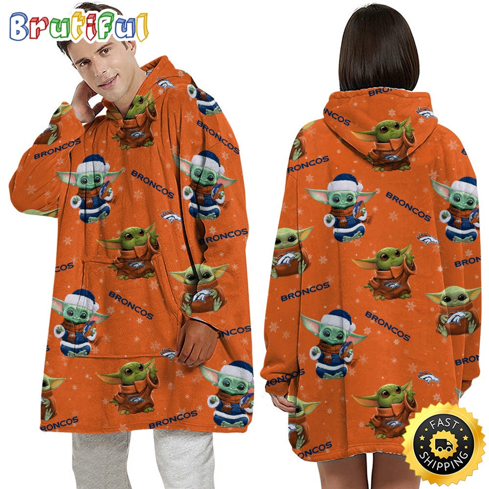 NFL Denver Broncos Blanket Hoodie Baby Yoda Unisex Hoodie