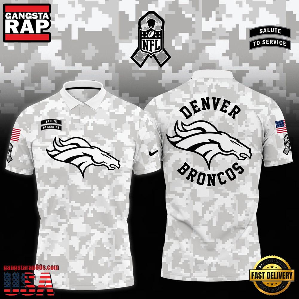 NFL Denver Broncos Camo 2025 Salute to Service Polo Shirt