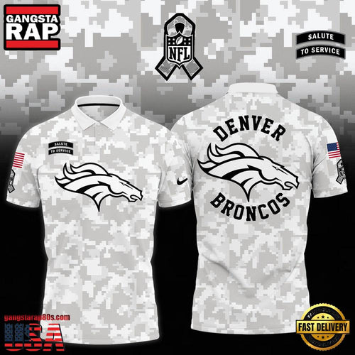 NFL Denver Broncos Camo 2025 Salute to Service Polo Shirt
