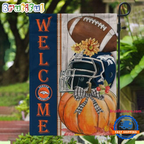 NFL Denver Broncos Flower Pumpkin Halloween Football Garden Flag