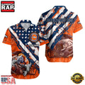 NFL Denver Broncos Football American Flag Mascot Custom Name Aloha Hawaiian Shirt