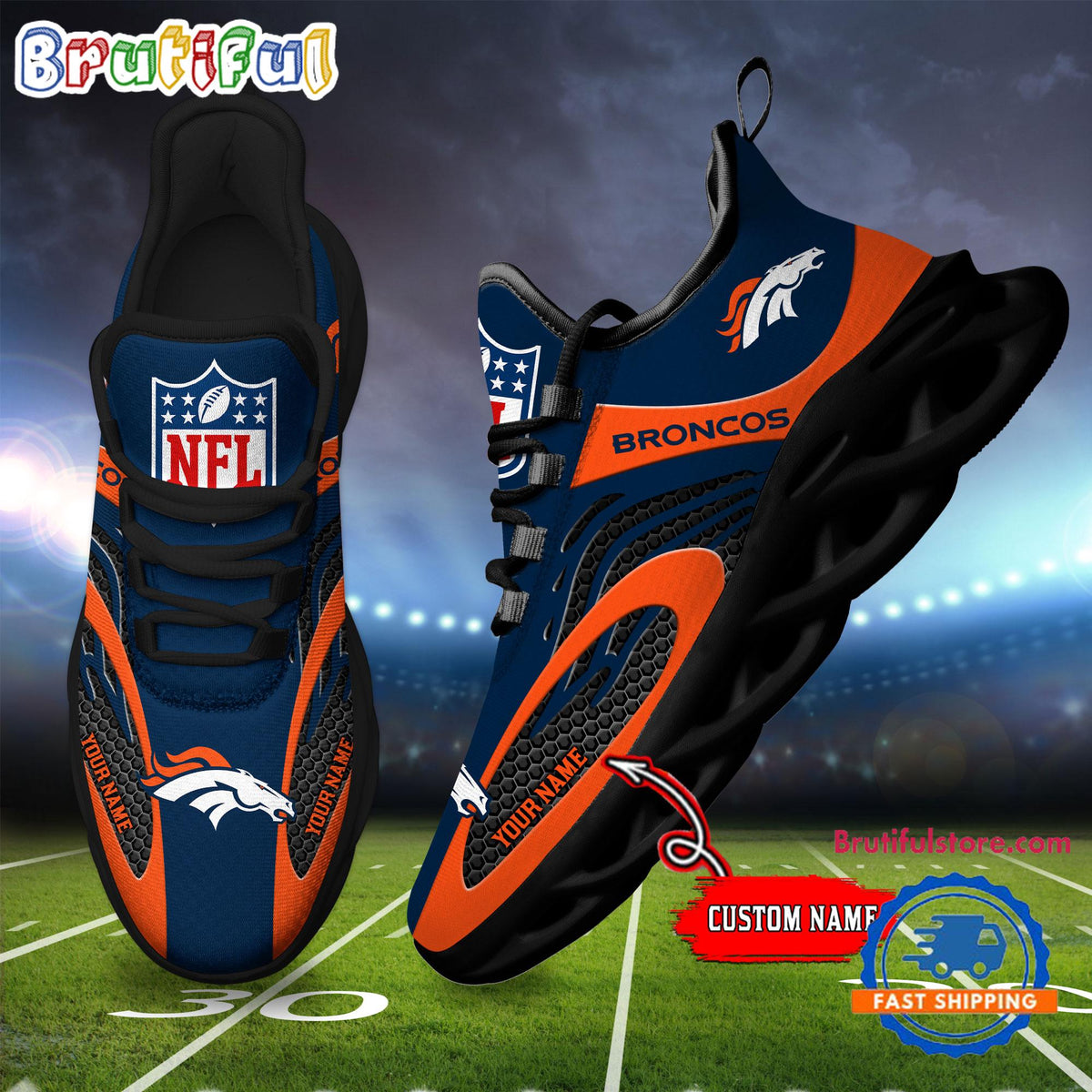 NFL Denver Broncos Football Logo Team New Design Max Soul Shoes Sneaker