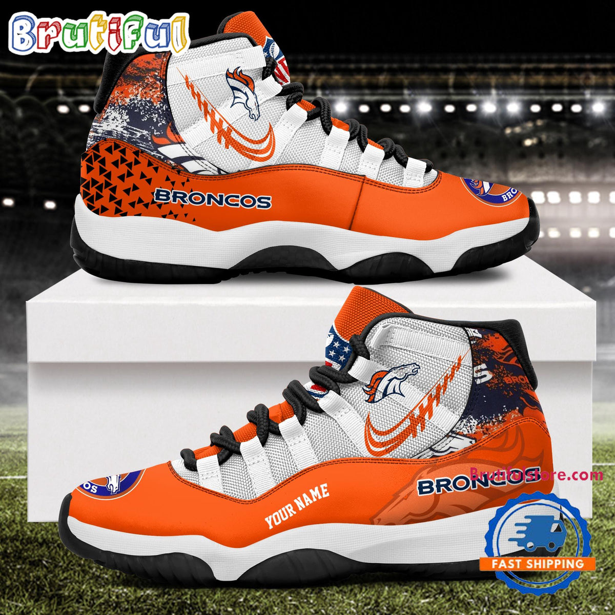 NFL Denver Broncos Football Team Custom Air Jordan 11 Shoes