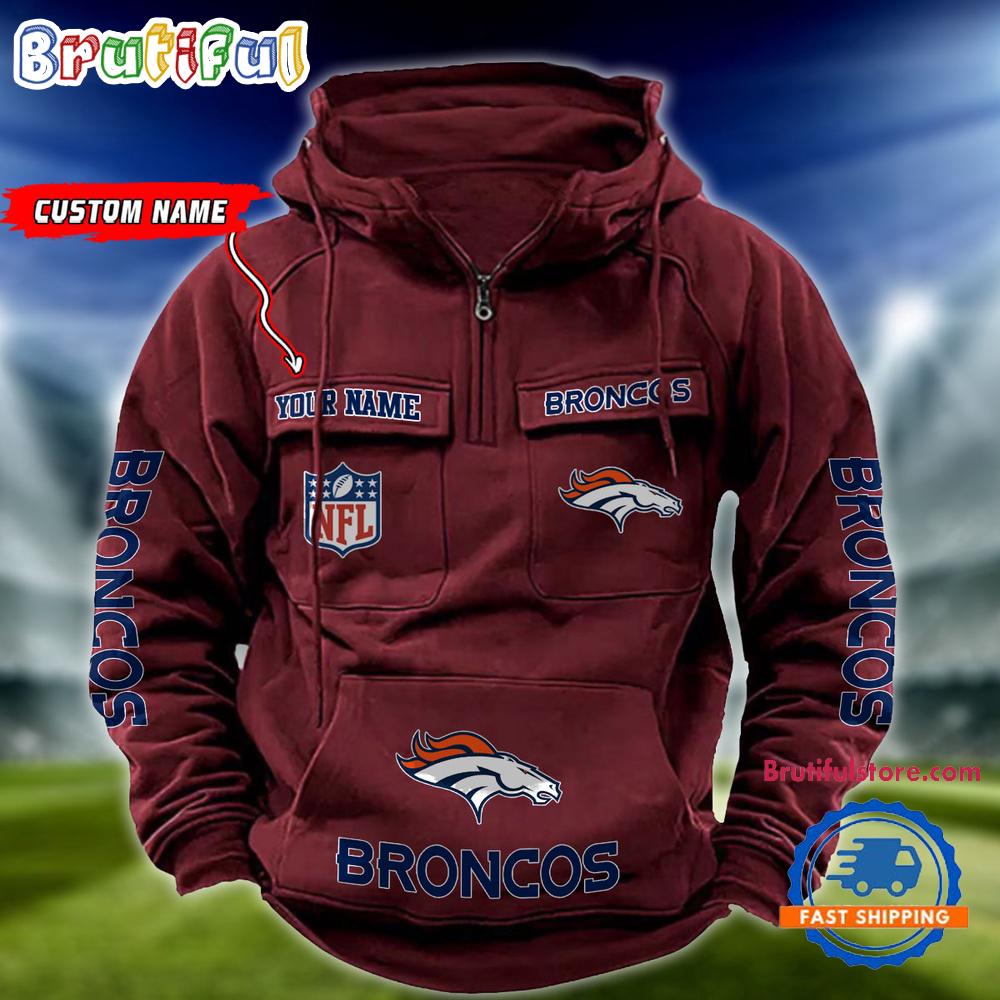 NFL Denver Broncos Football Team Custom Name Cargo Hoodie