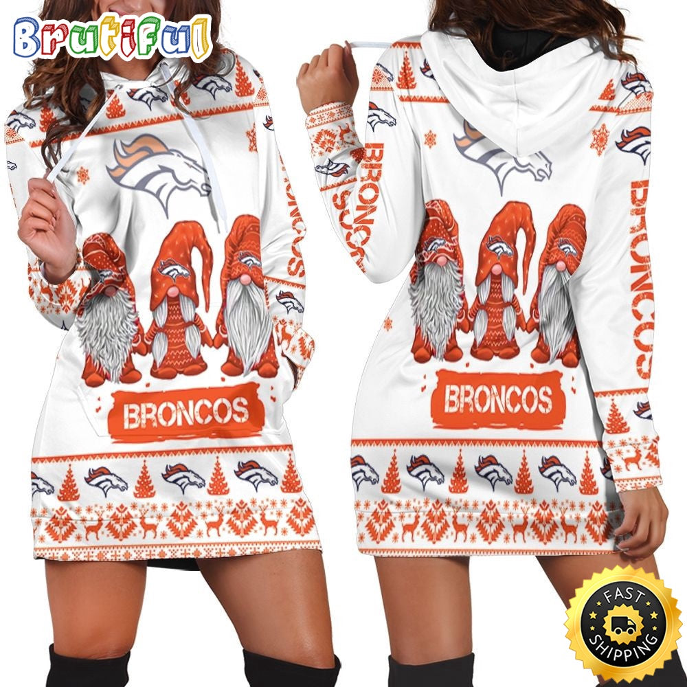 NFL Denver Broncos Hoodie Dress Gnomes All Over Print Hoodie Women