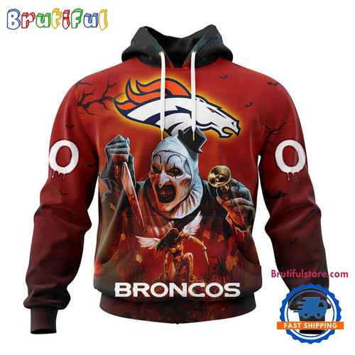NFL Denver Broncos Horror Terrifier Ghoulish Valak Halloween Football Hoodie