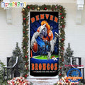 NFL Denver Broncos Mascot Football Christmas Door Cover, Football Xmas Door Cover