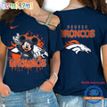 NFL Denver Broncos Mickey Mouse Women’s Cross Strap Shoulder Shirt, Football One Shoulder Shirt