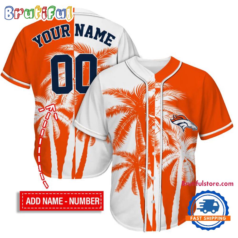 NFL Denver Broncos Palm Trees Pattern Summer Personalized Baseball Jersey