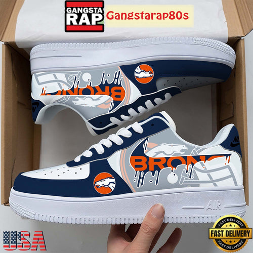 NFL Denver Broncos Team Logo Unique Air Force 1 Shoes Running Sneakers