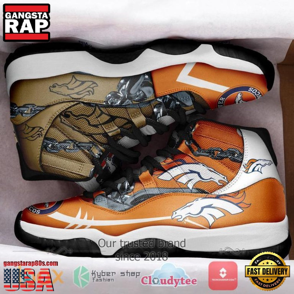 NFL Denver Broncos Unique Design Air Jordan 11 Running Sneaker Shoes