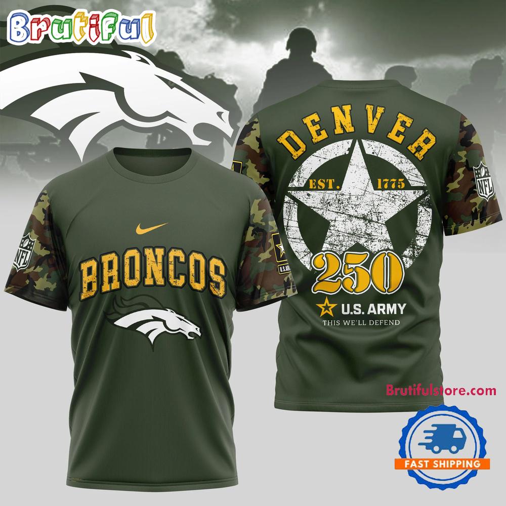 NFL Denver Broncos US Army 250th Birthday Celebration 3D Shirt