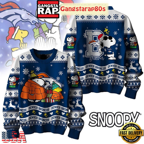 NFL Denver Broncos x Peanuts Snoopy New Design 2025 Ugly Christmas Sweater