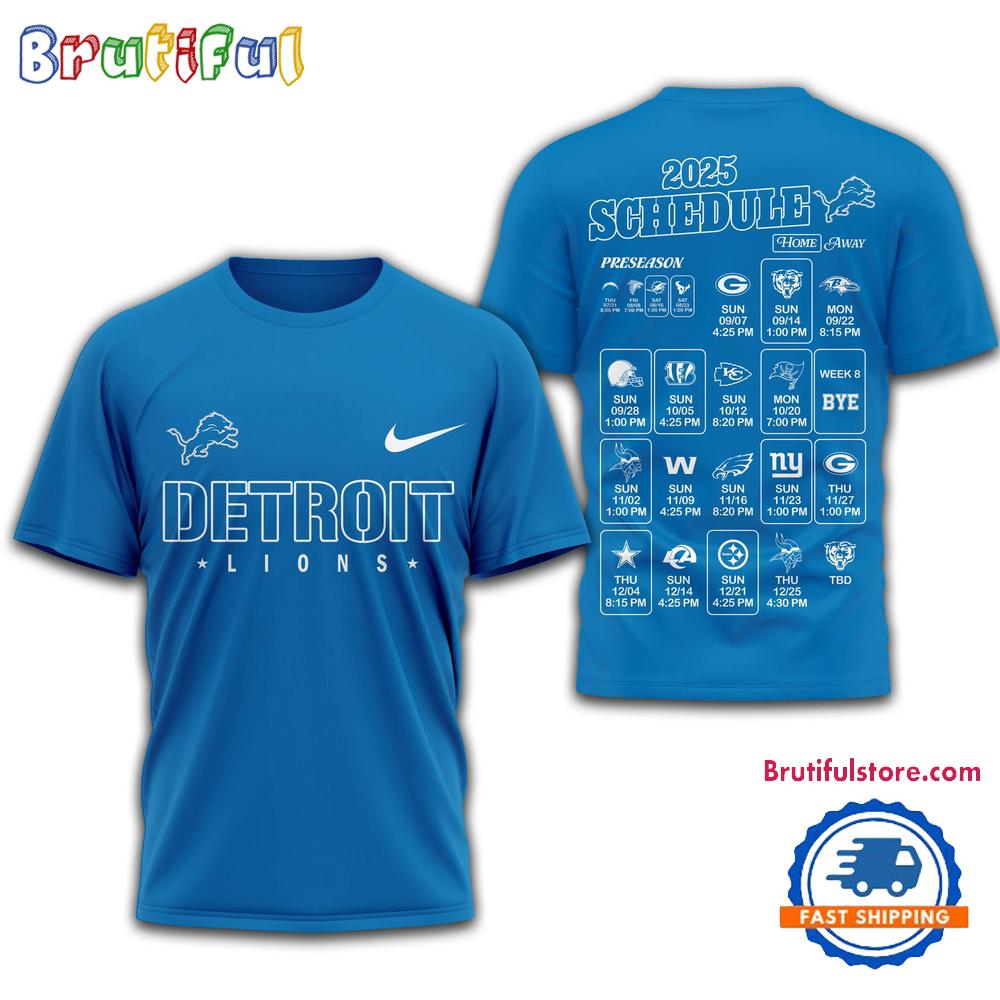NFL Detroit Lions 2025 SCHEDULE Unisex 3D Shirt
