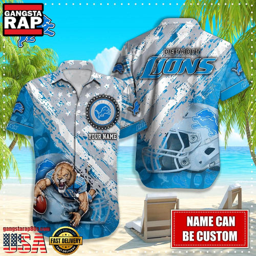NFL Detroit Lions American Flag custom Hawaiian Shirts For Men Women