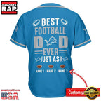 NFL Custom Name Detroit Lions Best Dad Ever New Design Baseball Jersey Shirt