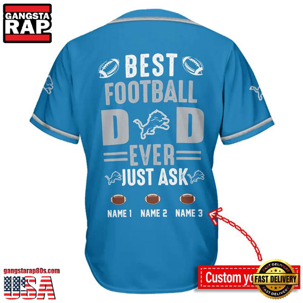 NFL Custom Name Detroit Lions Best Dad Ever New Design Baseball Jersey Shirt