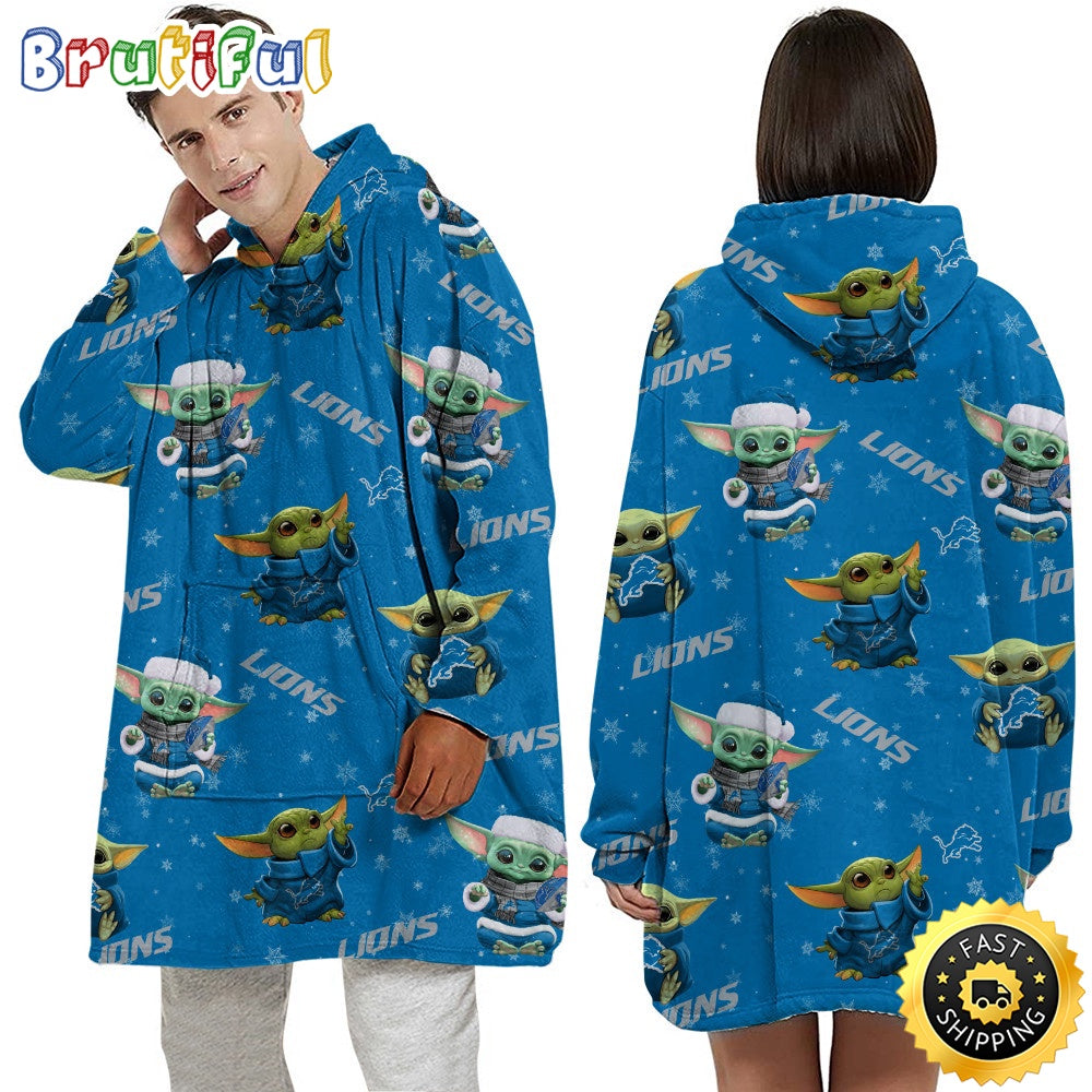 NFL Detroit Lions Blanket Hoodie Baby Yoda Unisex Hoodie