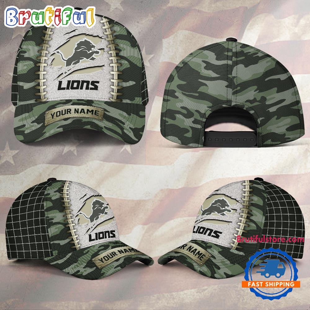 NFL Detroit Lions Camo Hunting Custom Name Classic Cap