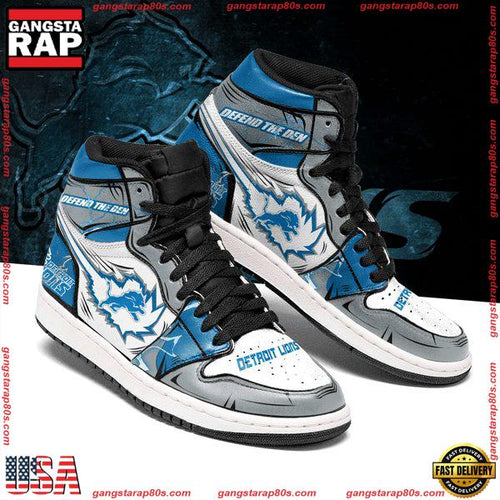 NFL Detroit Lions Football Logo Team Air Jordan 1 Running Sneakers Shoes