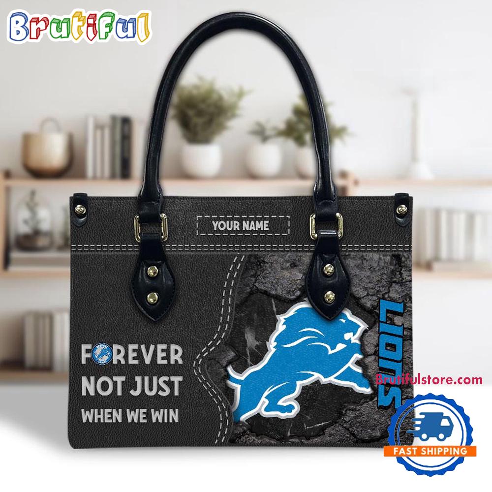 NFL Detroit Lions Forever Not Just When We Win Women’s Leather Hand Bag