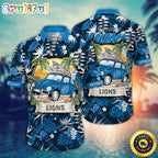 NFL Detroit Lions Hawaii Shirt Car Plam Tree Aloha Shirt