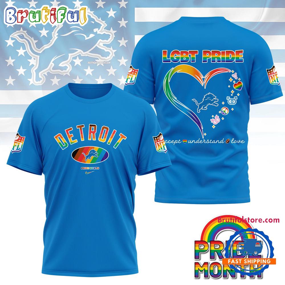 NFL Detroit Lions LGBT Happy Pride Month 2025 3D T Shirt