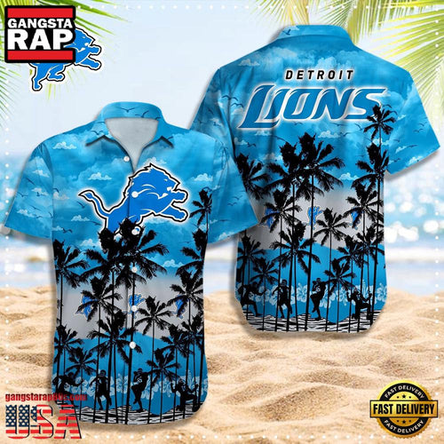 NFL Detroit Lions Logo Team Aloha Hawaiian Shirt