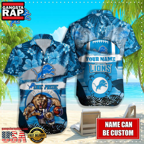 NFL Detroit Lions Mascot Football Hawaiian Shirt For Men Women
