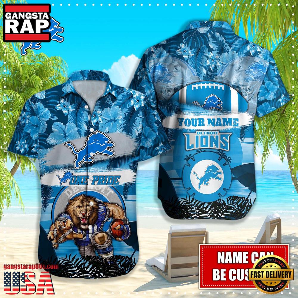 NFL Detroit Lions Mascot Football Aloha Hawaiian Shirt