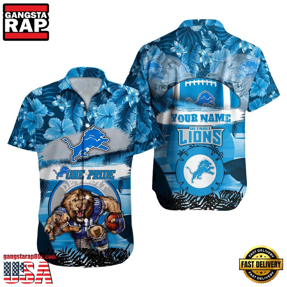NFL Detroit Lions Mascot Football Aloha Hawaiian Shirt