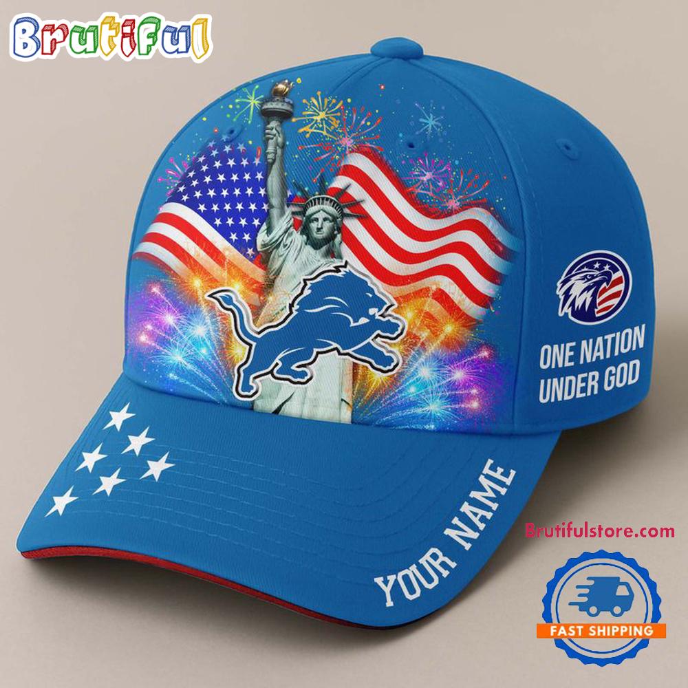 NFL Detroit Lions One Nation Under God Happy Independence Day Custom Classic Cap