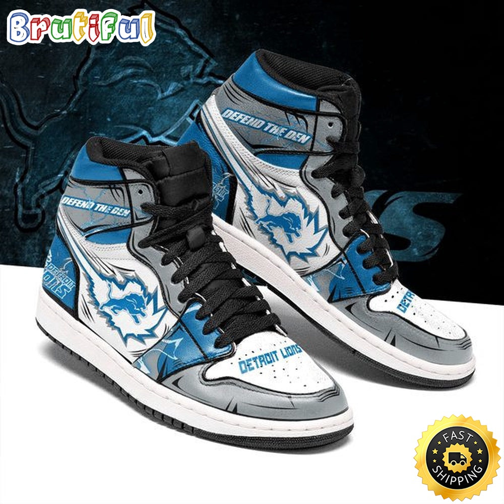 NFL Detroit Lions Silver Blue Air Jordan 1 High Sneakers