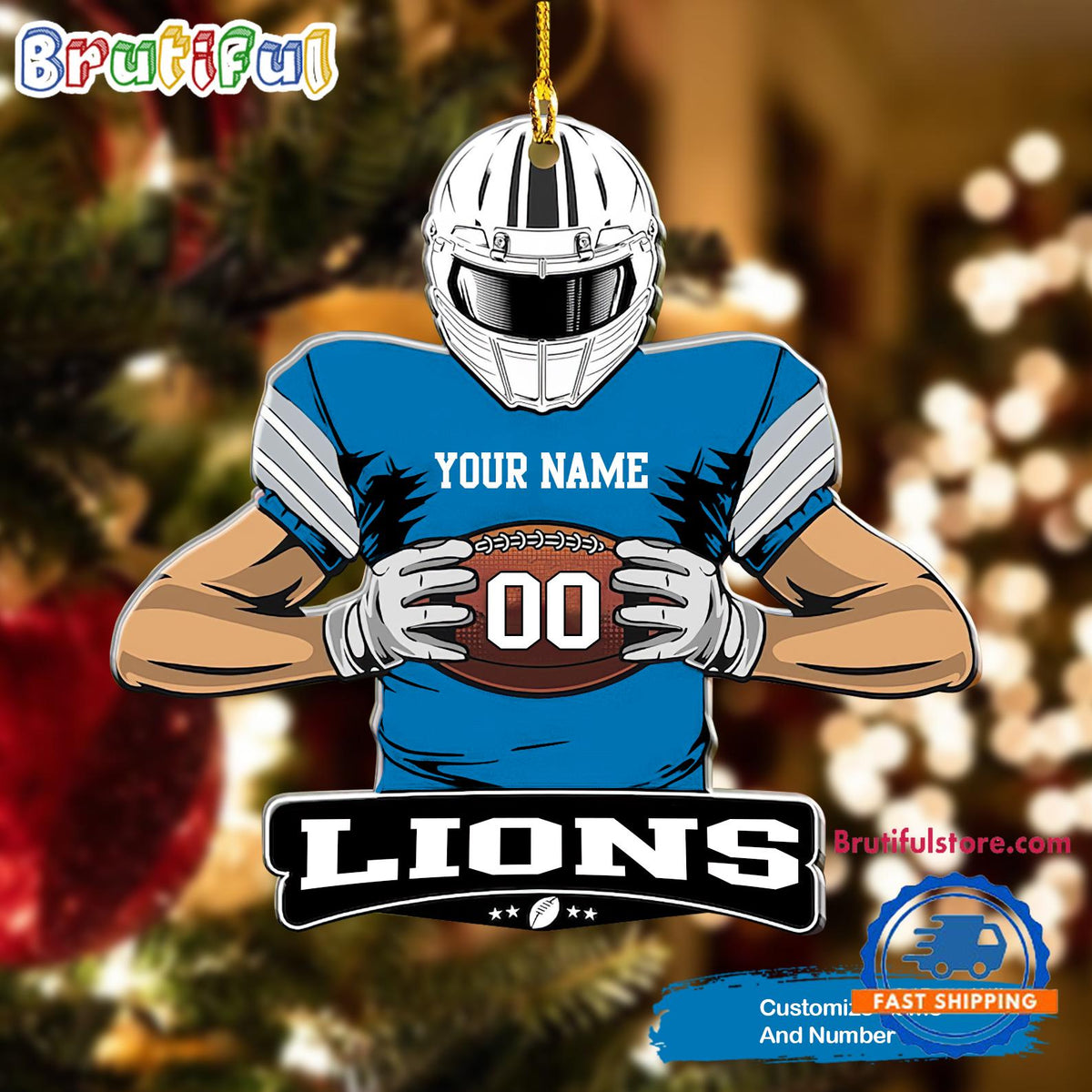 NFL Detroit Lions Special Football Game Player Christmas Ornament